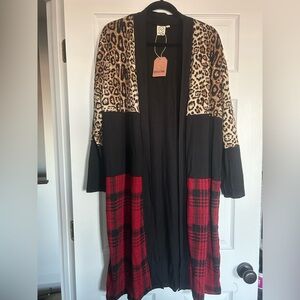 Chic Leopard and Plaid Open Cardigan